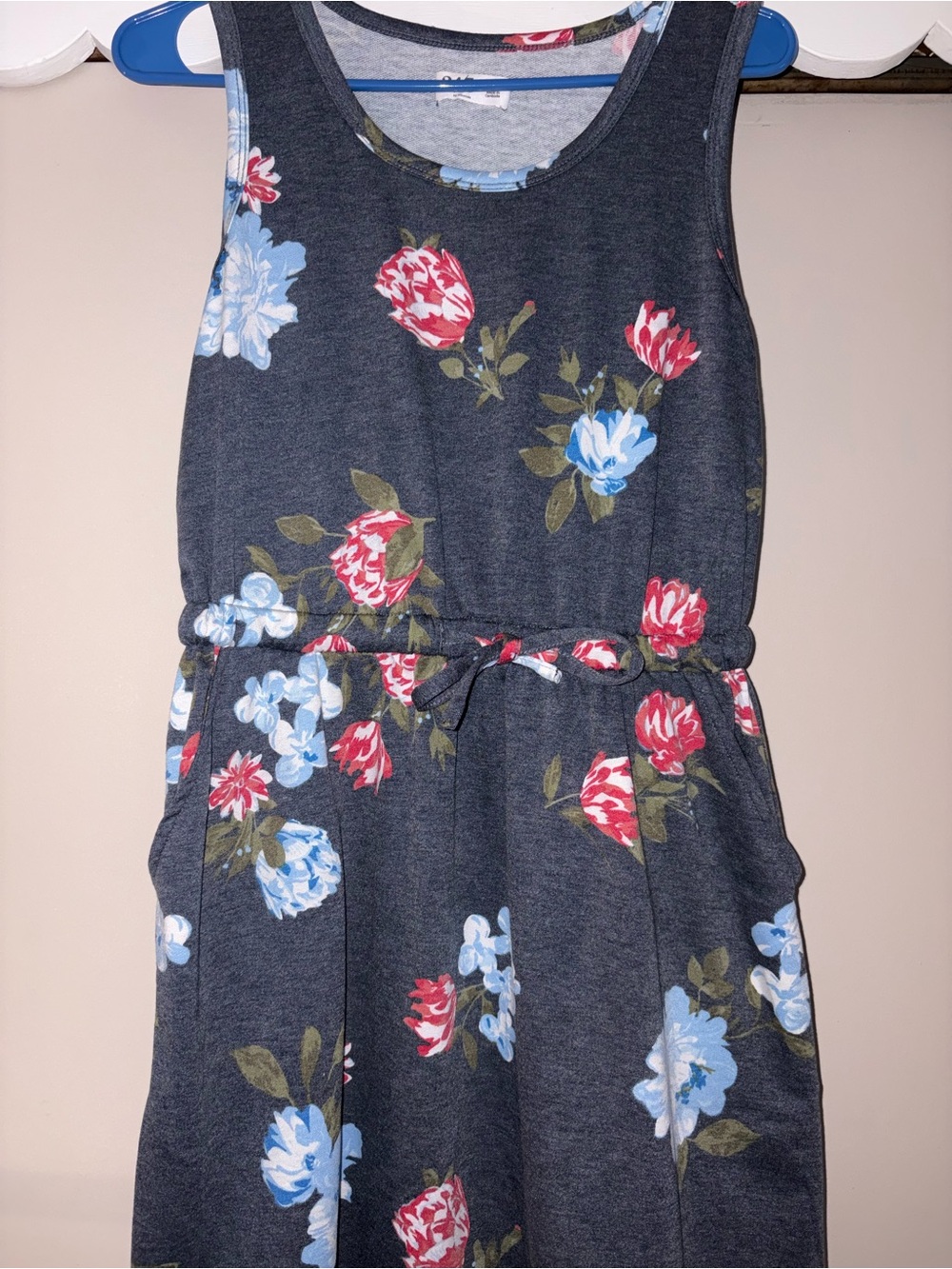 Floral Women's dress - Navy with Blue & Red Flowers